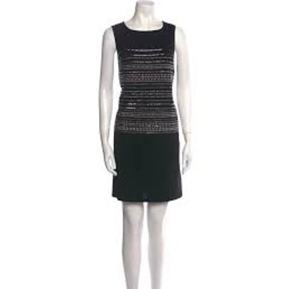 St John Silver Studded Black Wool Sheath Dress Size 6 New - Picture 9 of 9